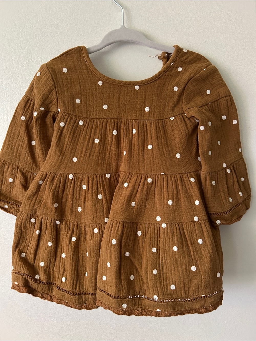 Quincy Mae Rust Brown Polka Dot Dress